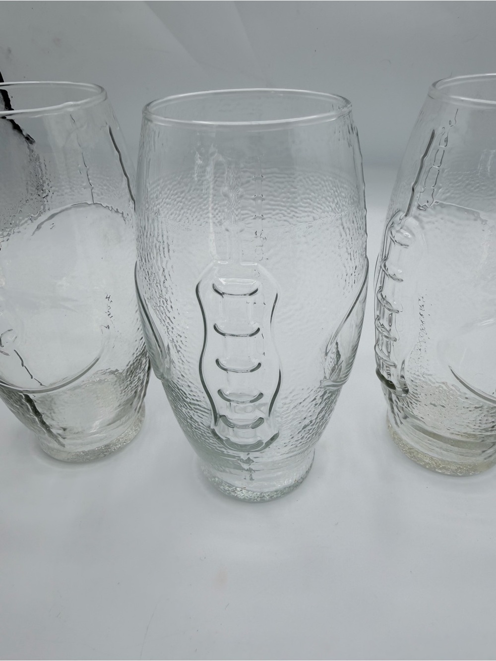 Clear Textured Glass Football Tumbler Set - Clear